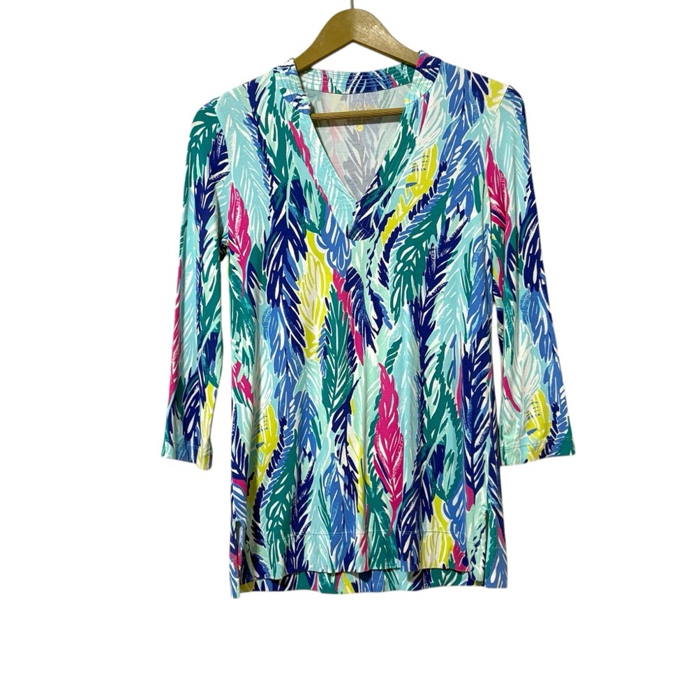Lilly Pulitzer Light As A Feather Vero Tunic Top Size XS 3/4 Sleeve Travel